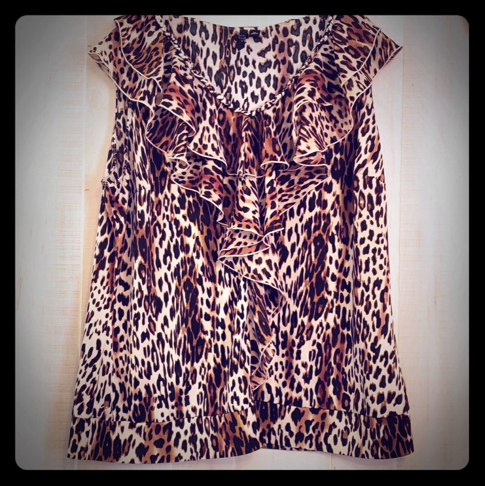 Leopard Print Ruffle Top